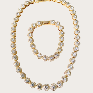 Gold set with crystals, 45 cm, paired with a 20 cm bracelet